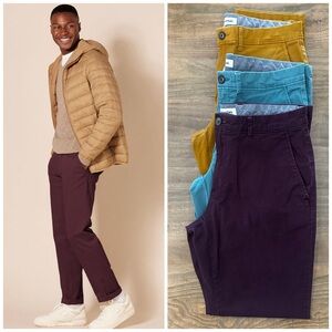 Amazon Essentials BUNDLE Mens Slim-Fit Casual Stretch Chino Pant